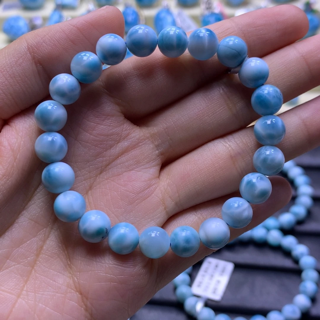 针钠钙石（海纹石）未镶嵌手串8+手串色差略异