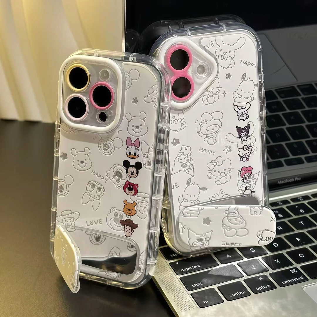 适用iPhone16/15promax线条Kitty支架壳小米15/14新款华为pura80/