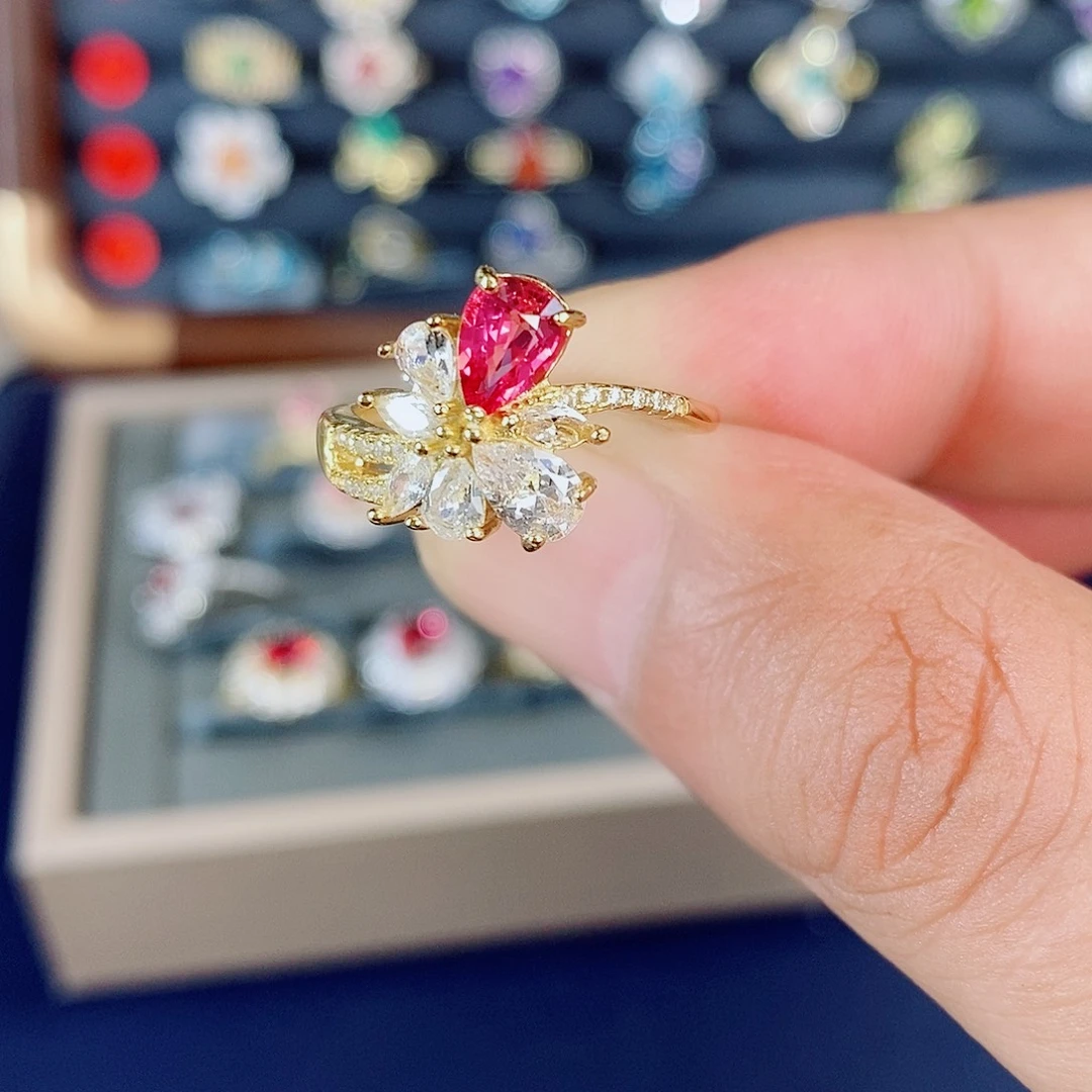 银S925镶嵌戒指碧玺