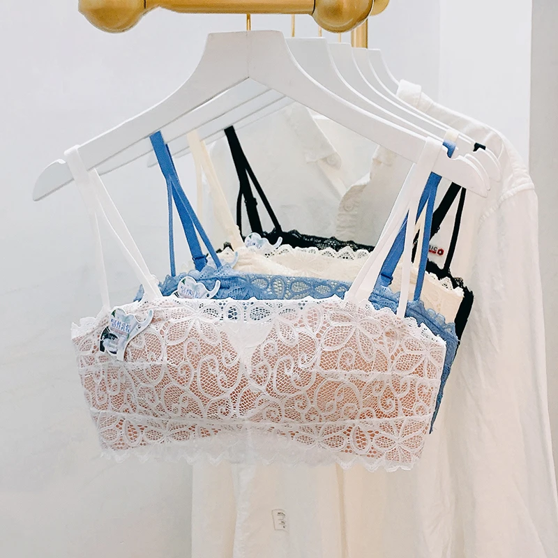 斯米莱无肩带内衣女小胸聚拢显大防下垂收副乳胸罩文胸蕾丝裹抹胸