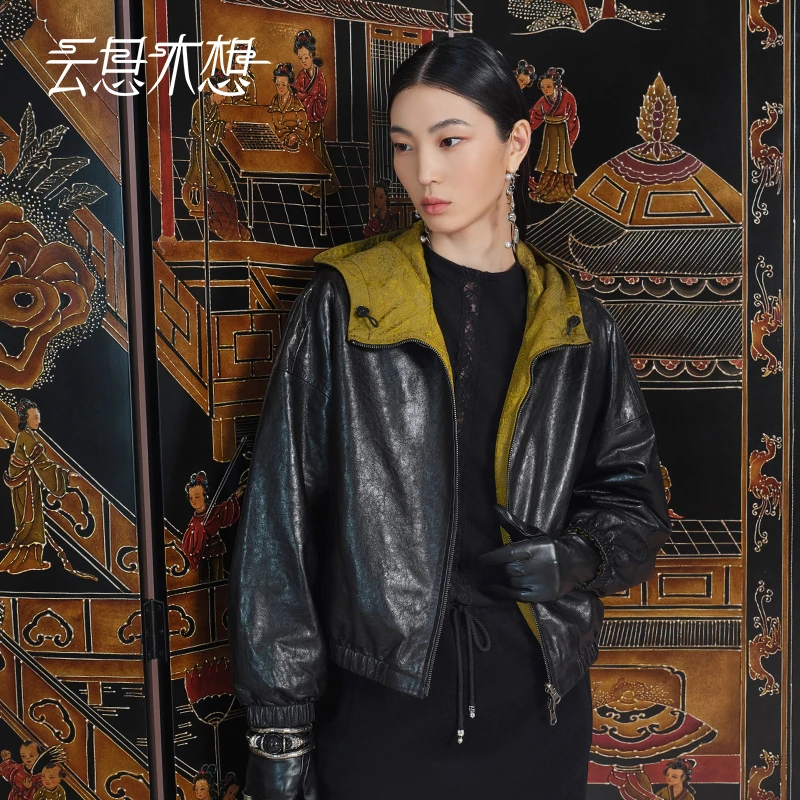Ysimo-X云思木想秋新款时尚休闲短款羊皮衣13999