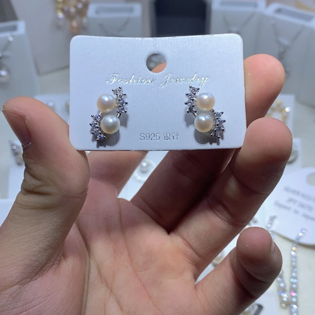 淡水珍珠耳饰银S925镶嵌