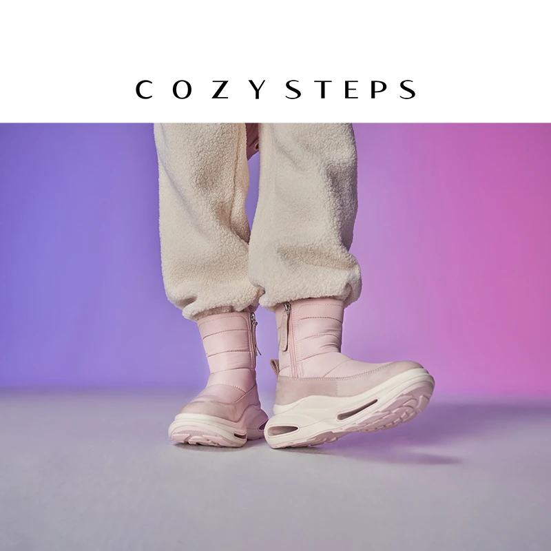COZYSTEPS可至冬季雪地靴厚底保暖百搭皮加厚秋冬雪地靴明星8121