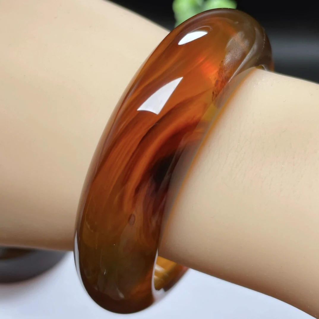 【李氏珠宝】精品60圈18.8宽金红底千层意境红蜜手镯无瑕缅甸琥珀