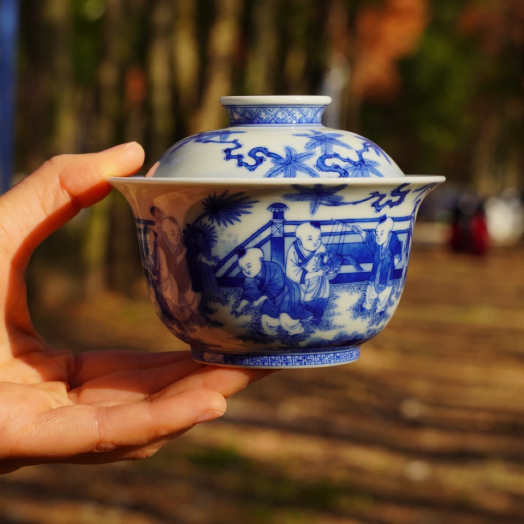 天心雅器童子盖碗