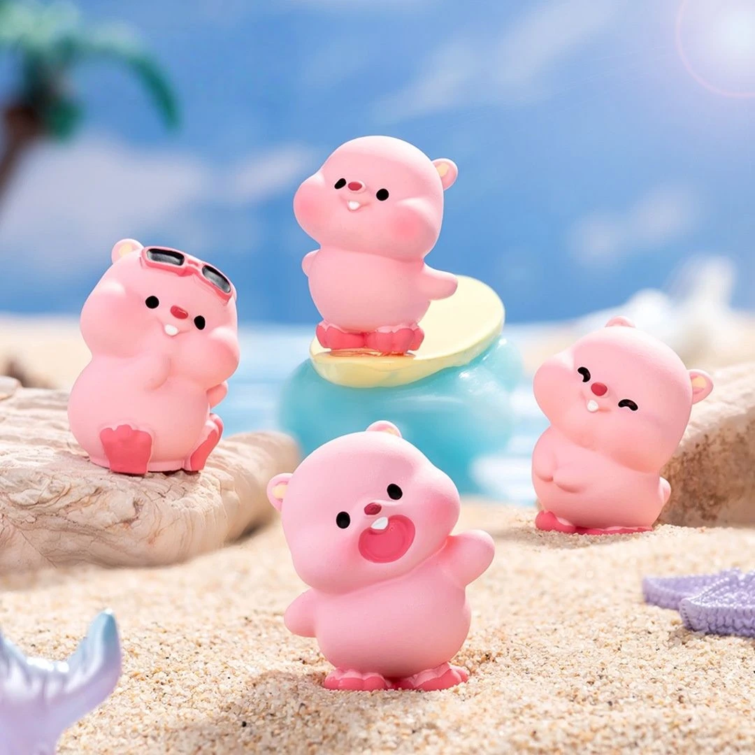 迷你萌宝敲可爱小海狸摆件玩偶治愈情绪解压日式工位桌面