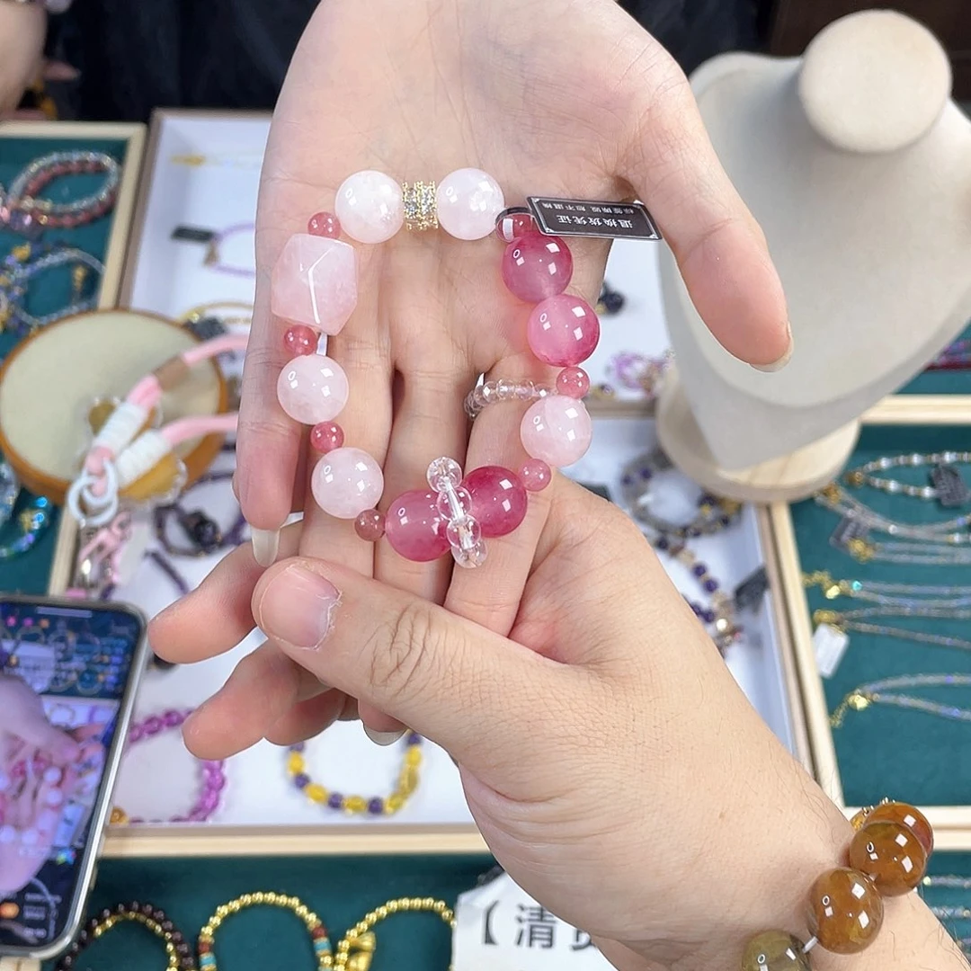 水晶手链银S925镀金镶嵌