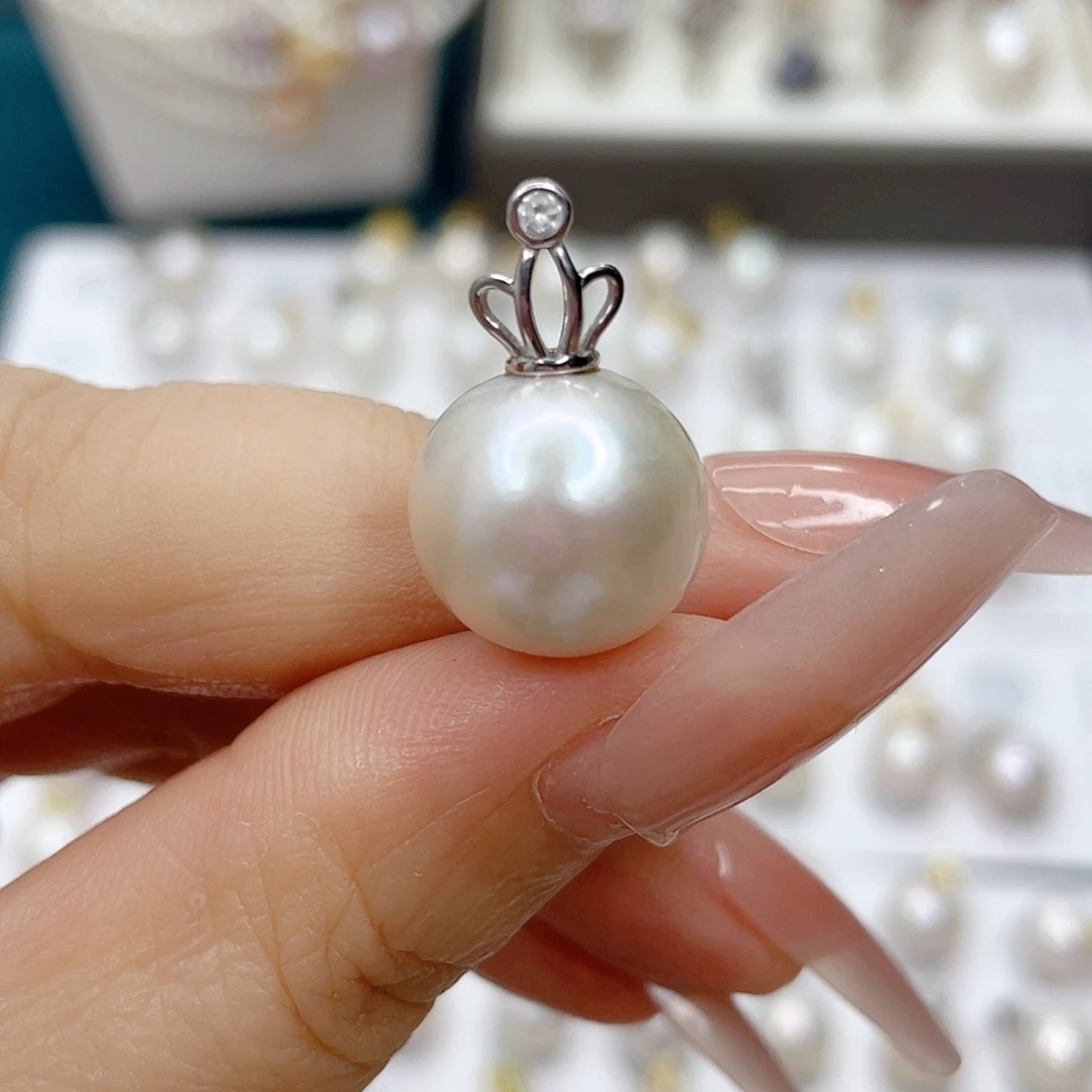 淡水珍珠银S925镶嵌吊坠(不含链)