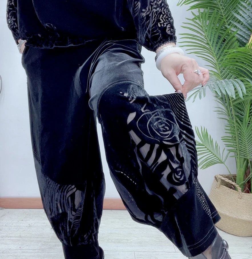 韩国绒裤子灯笼裤 88A9001