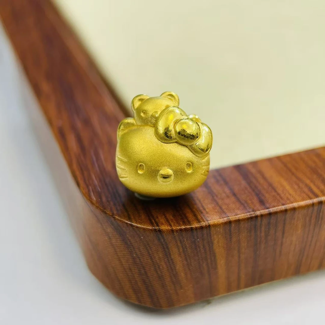 辉通黄金足金999小熊KT猫转运珠DP2692-0910
