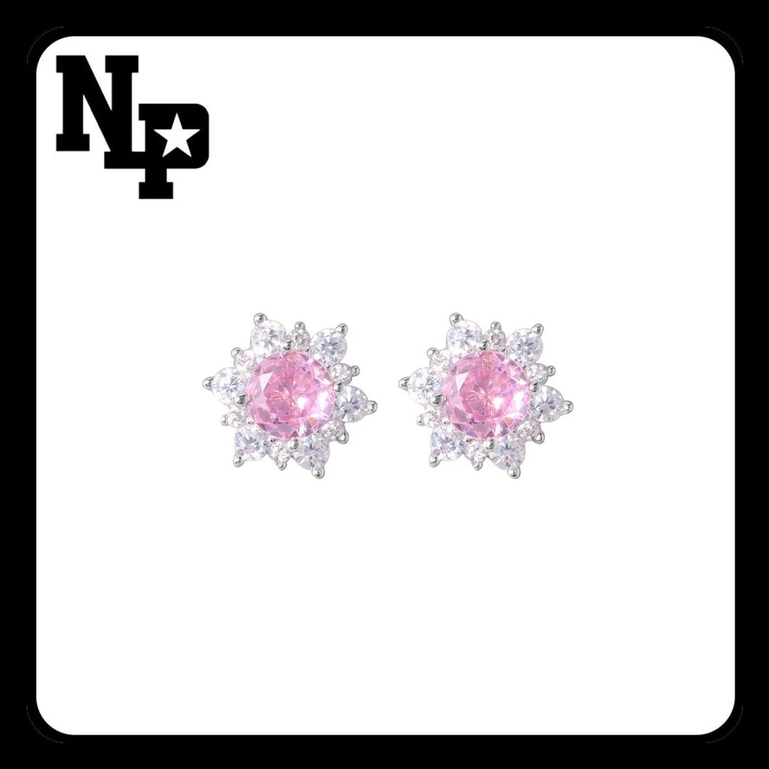 钛钢合成锆石耳饰 巨无敌爆闪雪花锆石清冷高级感精致平底耳钉