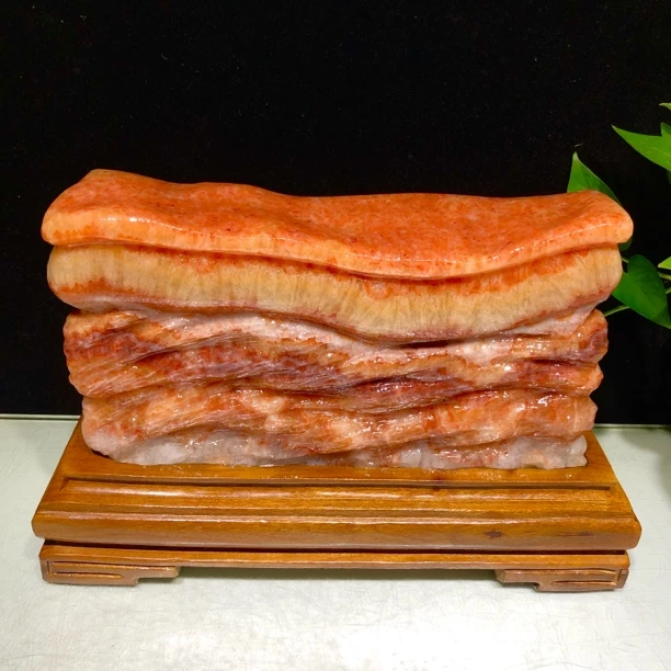 红红火火天然东坡红烧猪肉石电视柜装饰品，规格含座33-6.5-21厘米