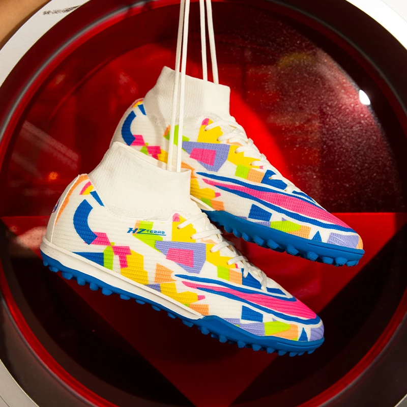 新品刺客16青少年足球鞋男学生AG长钉TF碎钉高帮儿童透气训练球鞋