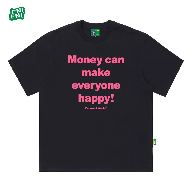 清仓不补-FNI绿标（钱能让每个人开心!）圆领纯棉男女同款t恤短袖