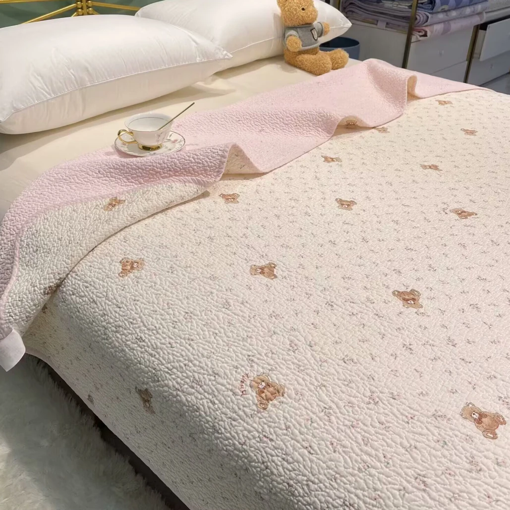 2024新款双面纯棉床盖（单件）200*220四季可用亲肤透气宽边加厚