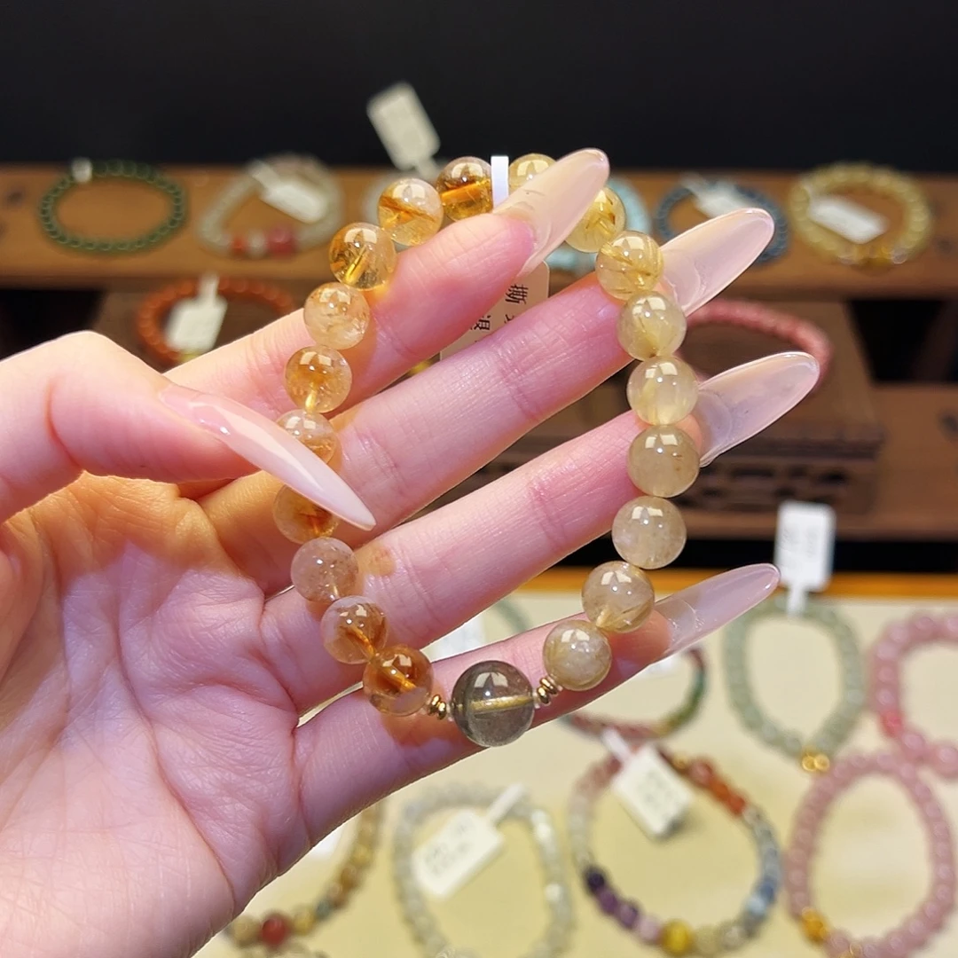 水晶手链银S925镶嵌金发9068