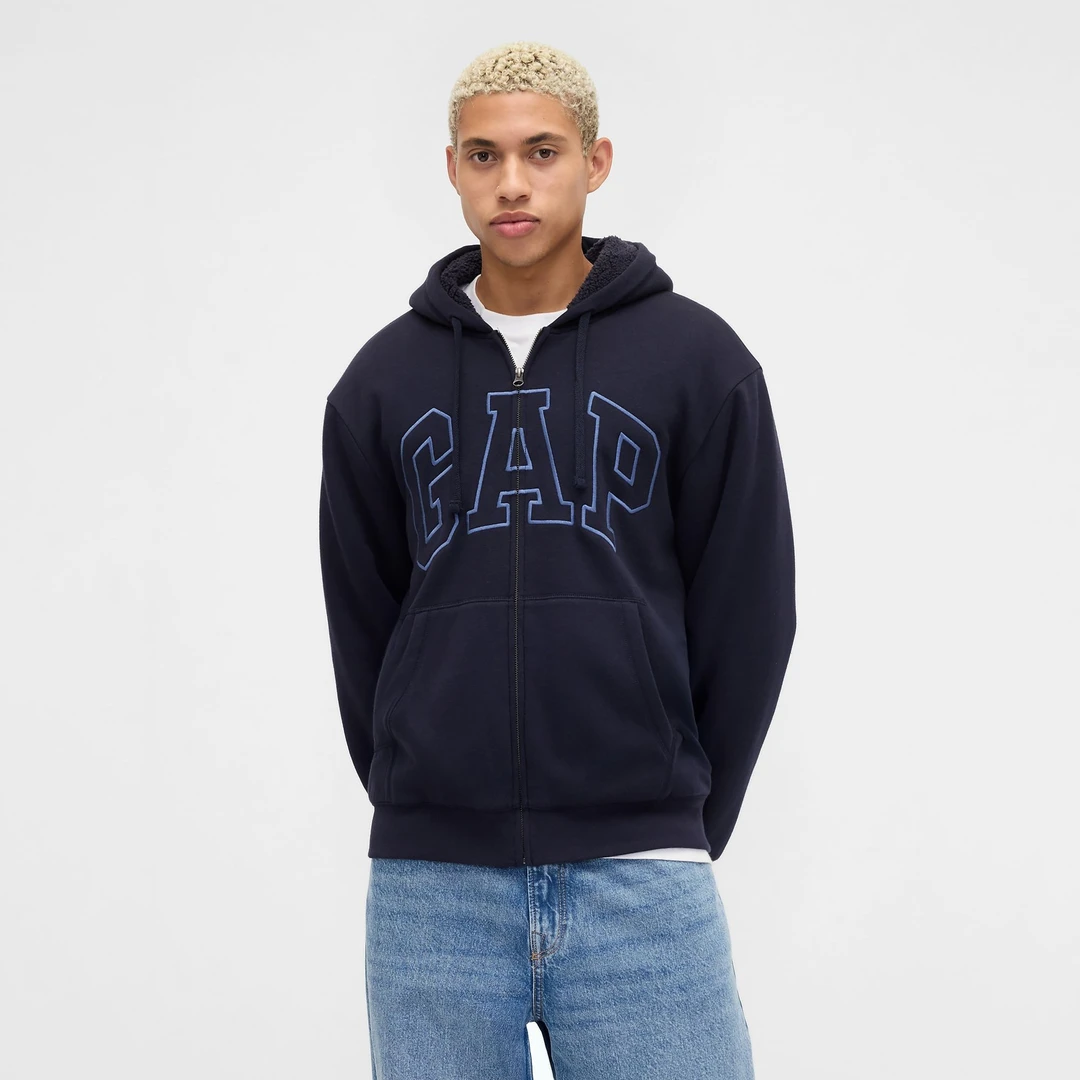 【成毅代言】Gap男女装2025仿羊羔绒连帽拉链卫衣外套美版789781