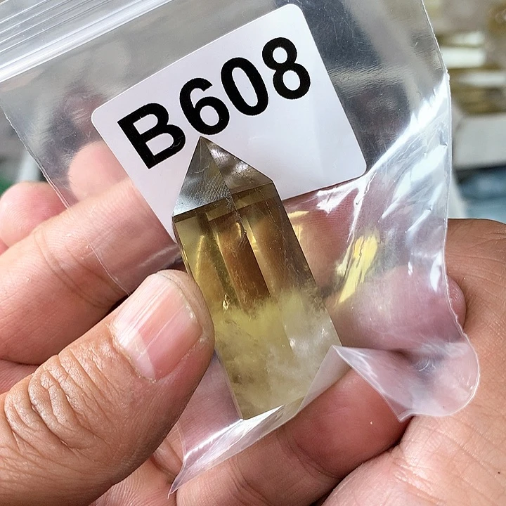 黄晶天然水晶柱子B608未镶嵌唯*&