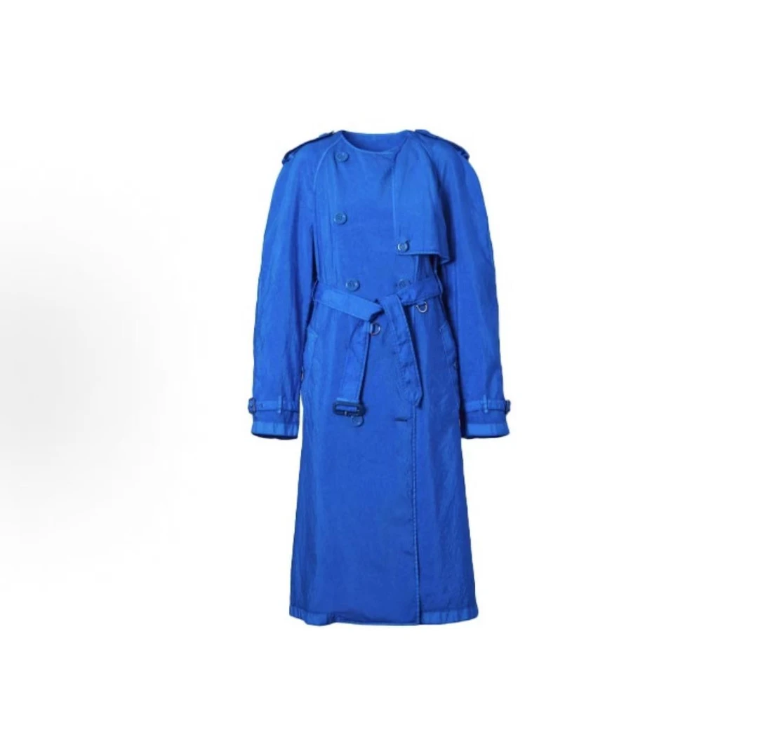 未使用 BURBERRY/博柏利 葡萄籽奢潮/蓝色秀场款风衣/UK6码