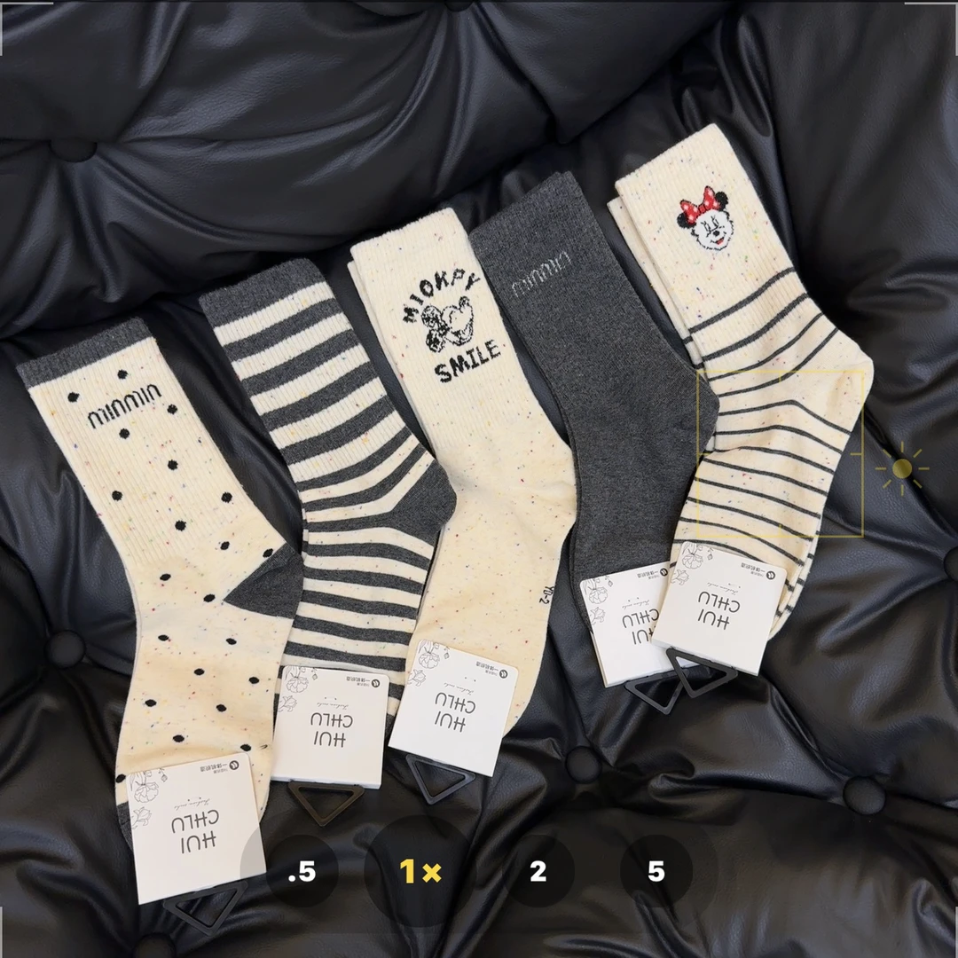 【七安倩】条纹米奇中高筒袜（5双装）