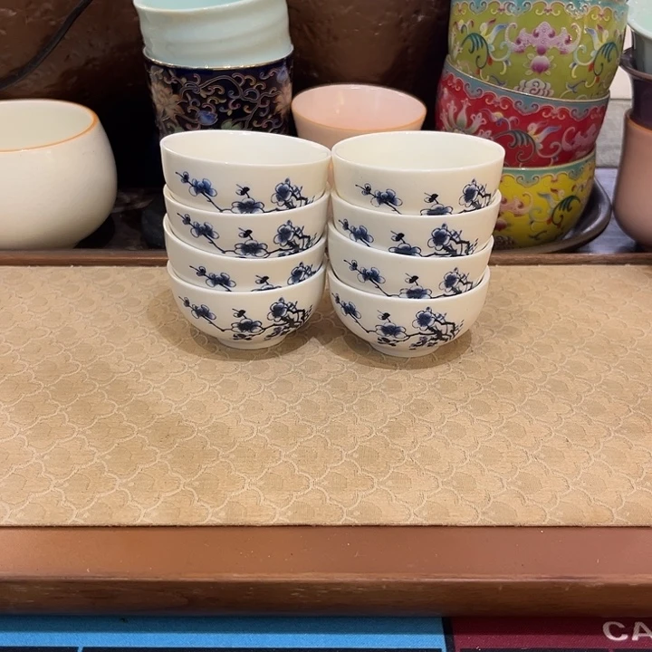 瓷片陶瓷单杯微瑕8个梅花