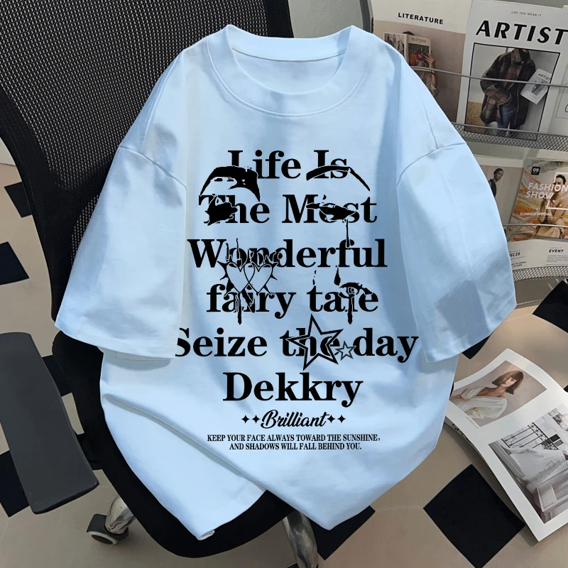 jtrt潮牌美式高街字母印花圆领情侣短袖t恤男女夏季宽松半袖上衣