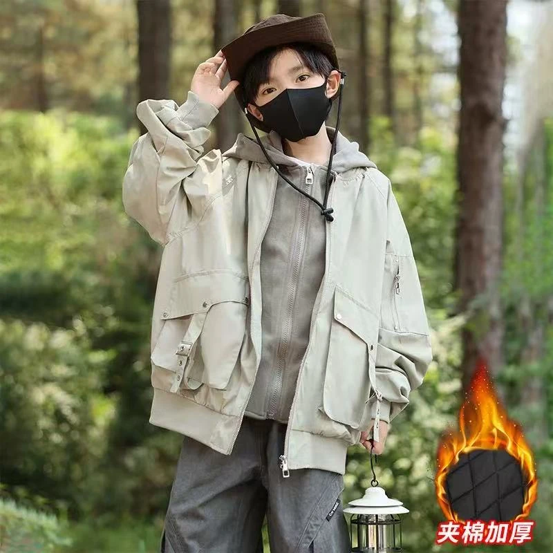 【二棉外套】男童秋装外中大童儿童装男孩春秋季洋气夹克炸街上衣潮