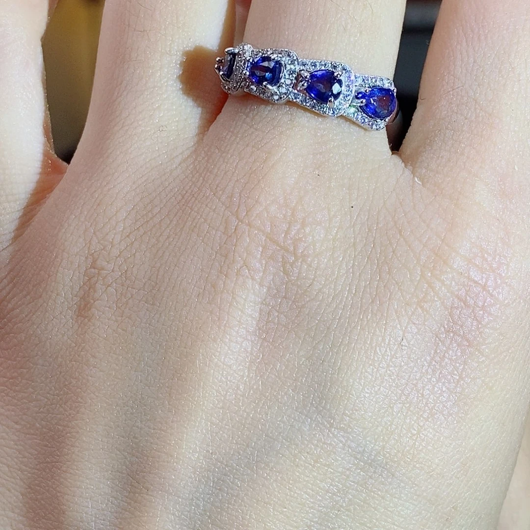 银S925镶嵌蓝宝石戒指