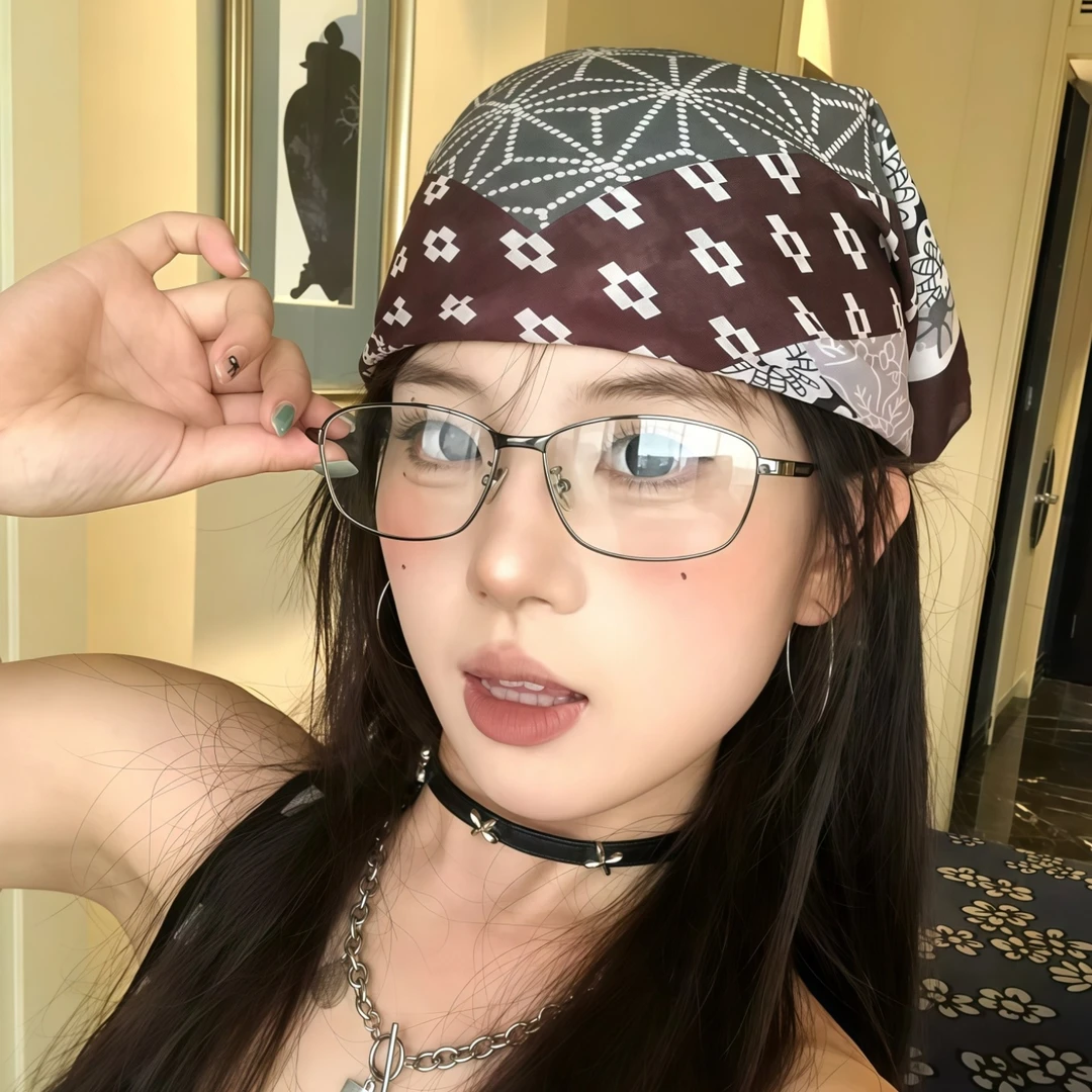 枪灰方形眼镜框清冷高智感文艺网红纯欲韩系千金复古近视防蓝光女