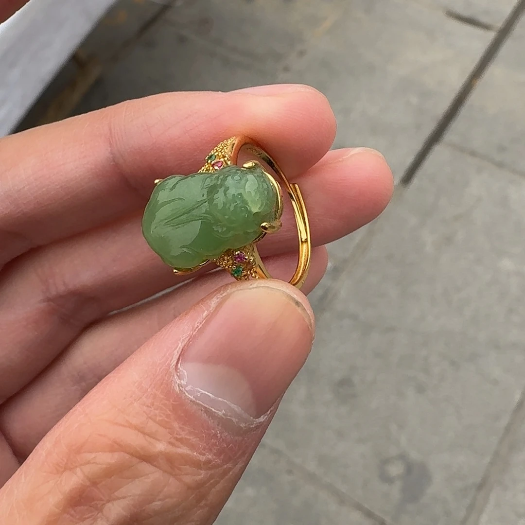 和田玉戒指银S925镶嵌122小王子