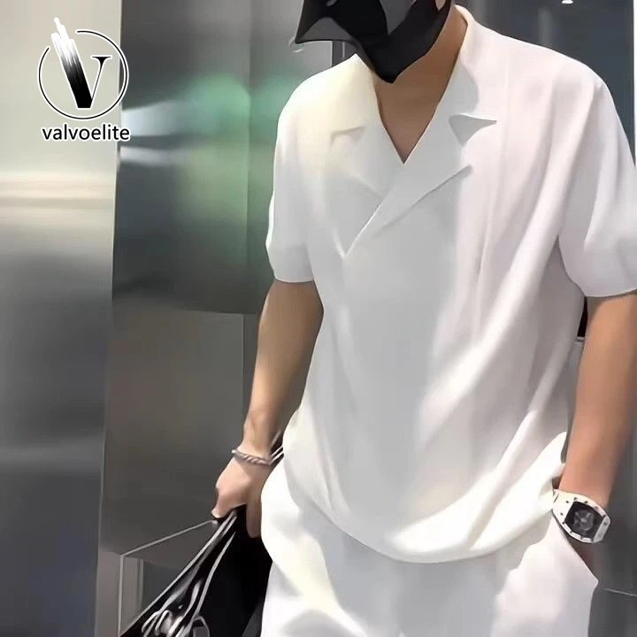 VALVOELITE夏季新款百搭透气休闲运动套装男时尚弹力修身两件套