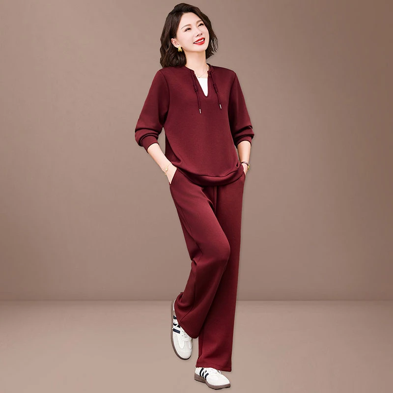 中年运动服套装女装2025新款秋季妈妈装时尚休闲衣服短袖两件套