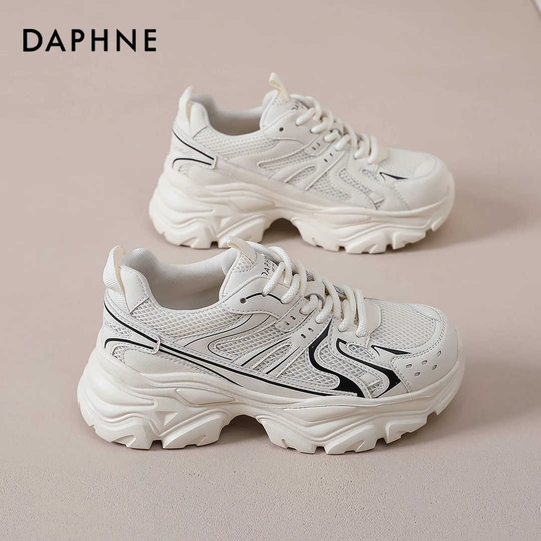 达芙妮小白鞋女款2025新款秋季厚底百搭超火轻便巨好看运动老爹鞋