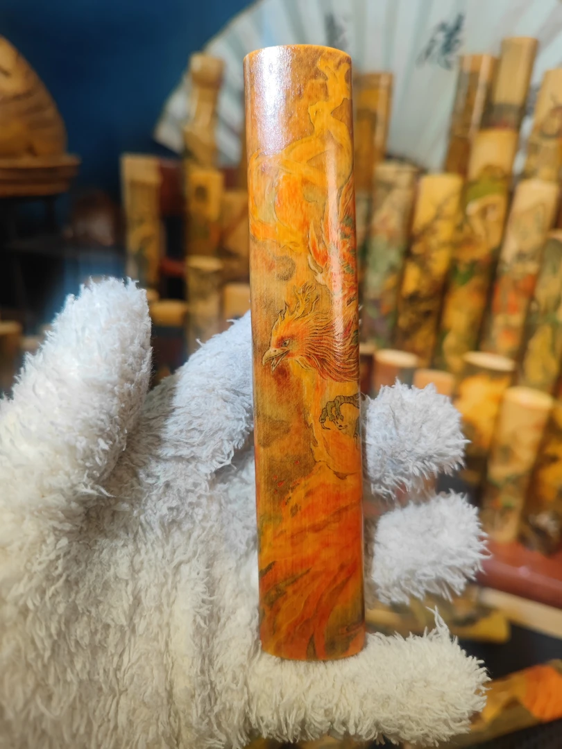 王坤国风凤舞九天实心竹手把件