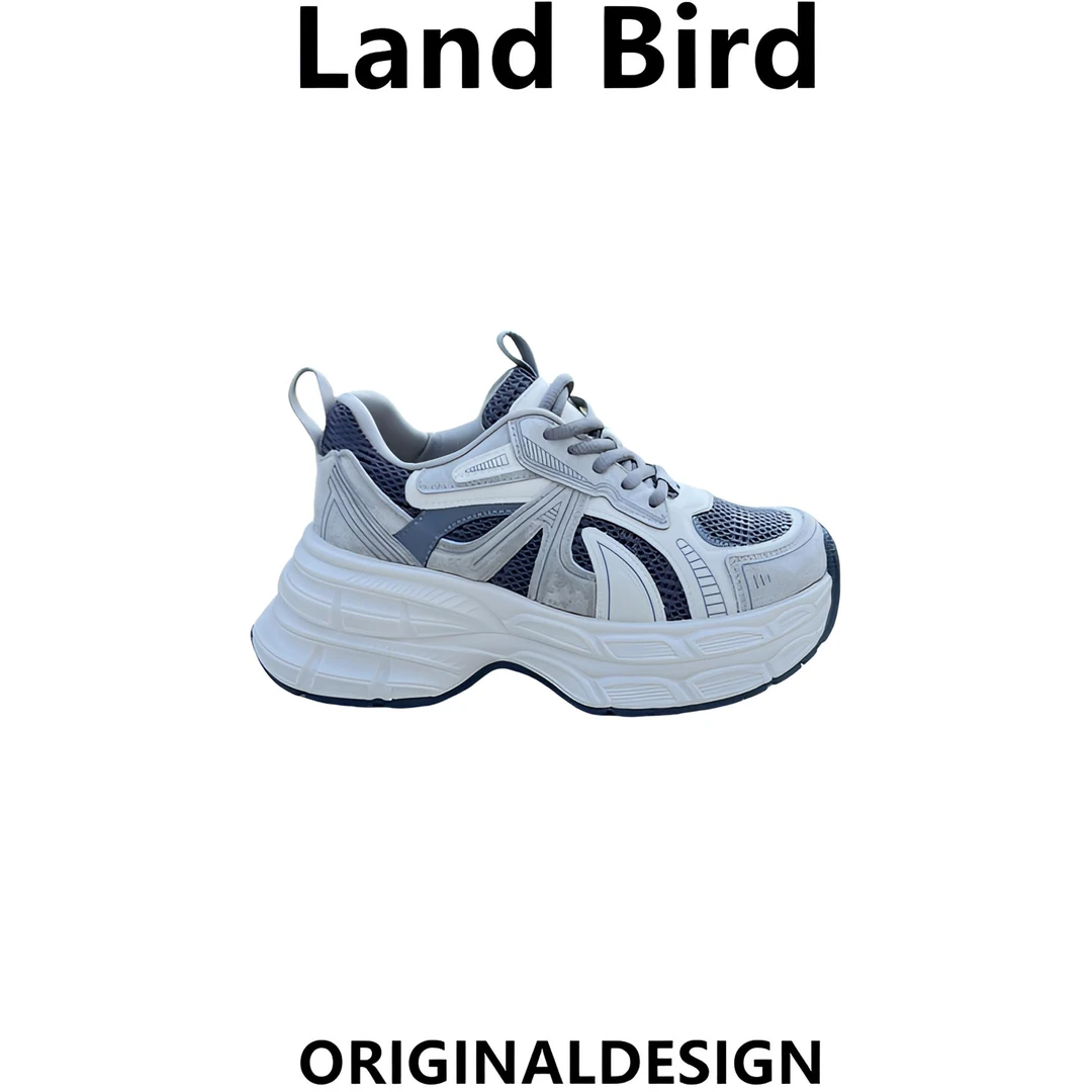 秀气厚底老爹鞋女2025春季新款真皮透气百搭复古休闲运动鞋潮流