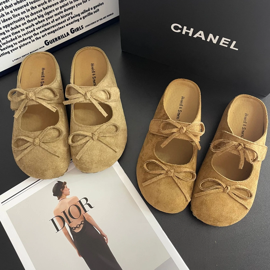 小敏家 巨好看甜美风蝴蝶结包头半拖 新款温柔法式晚晚风勃肯拖鞋