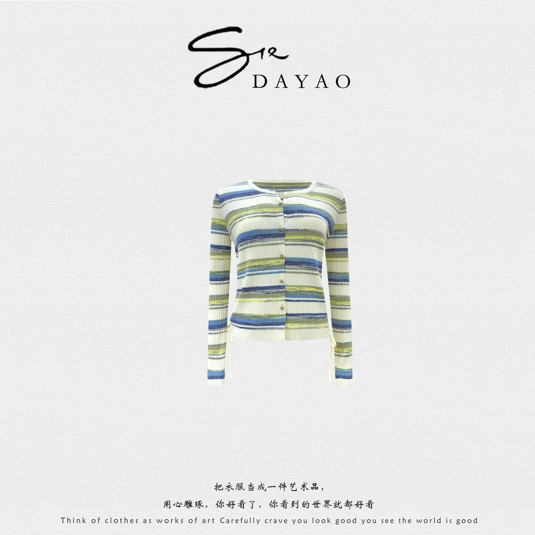 「DAYAO」针织宽松型开衫款女毛针织衫宽松圆领毛衫印花WYAF258302