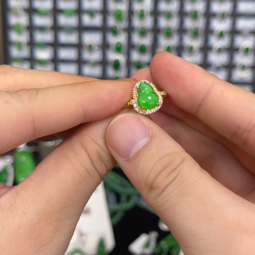 银S925镶嵌戒指翡翠翡翠戒指有棉