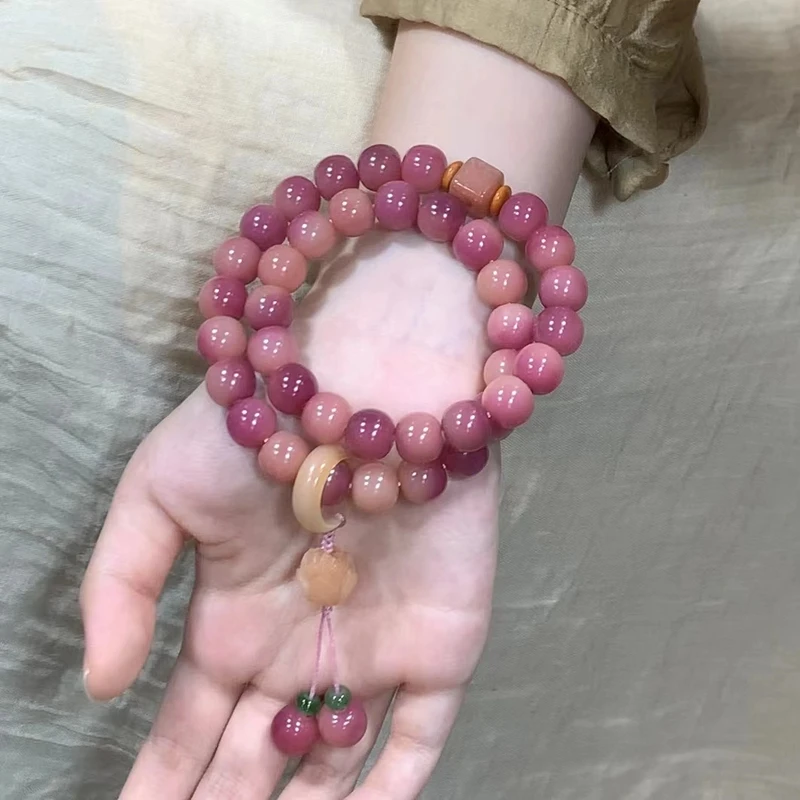 （有盘完袋）乌梅子酱粉菩提手串手持原创手作精选菩提根送人礼推