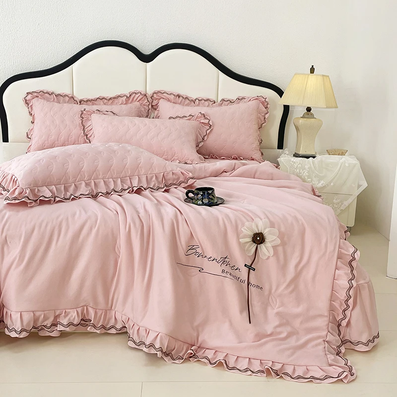 春夏款韩版多功能夏被针织棉夏被轻薄排湿空调夏凉被床盖款四件套