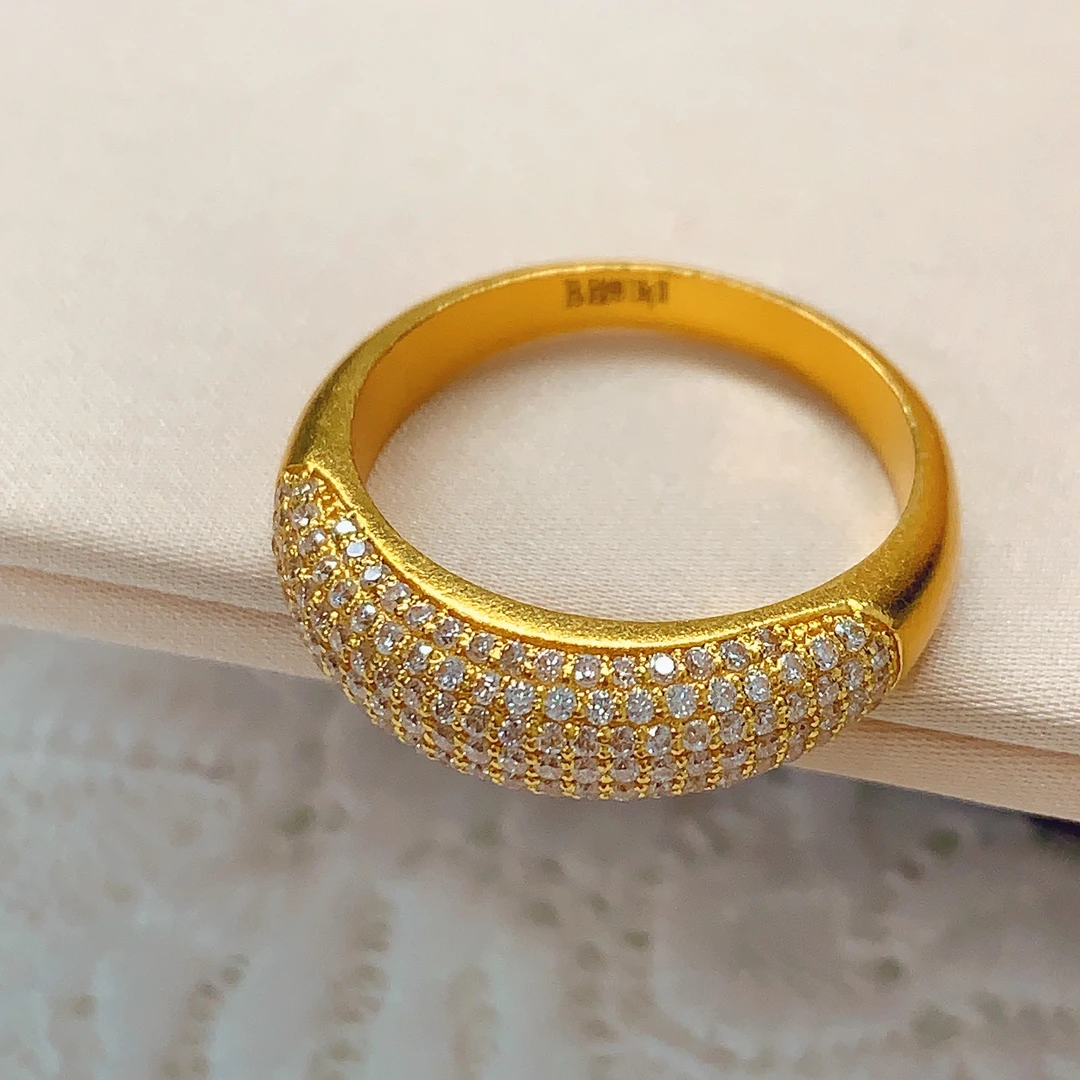 【水贝黄金】足金999古法镶嵌繁星黄金戒指N500