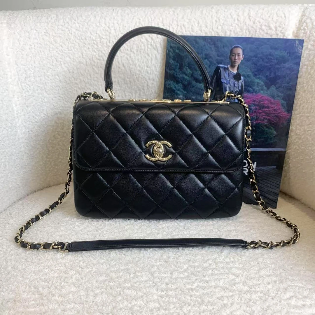 99新 Chanel/香奈儿 壹臻/23c黑金logo trendycc手提包76678999
