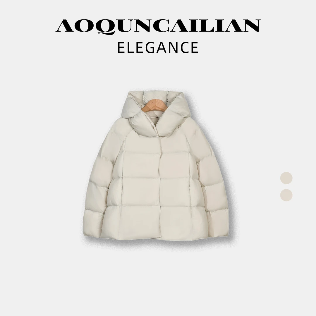 AoQunCaiLian冬季云朵软糯细腻保暖连帽羽绒服-GG271363