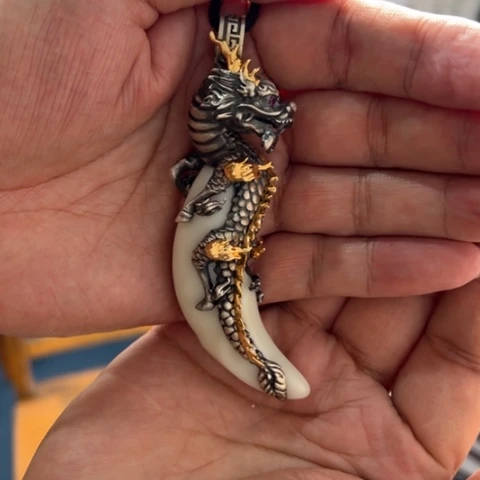 和田玉银S925镀金镶嵌颈饰