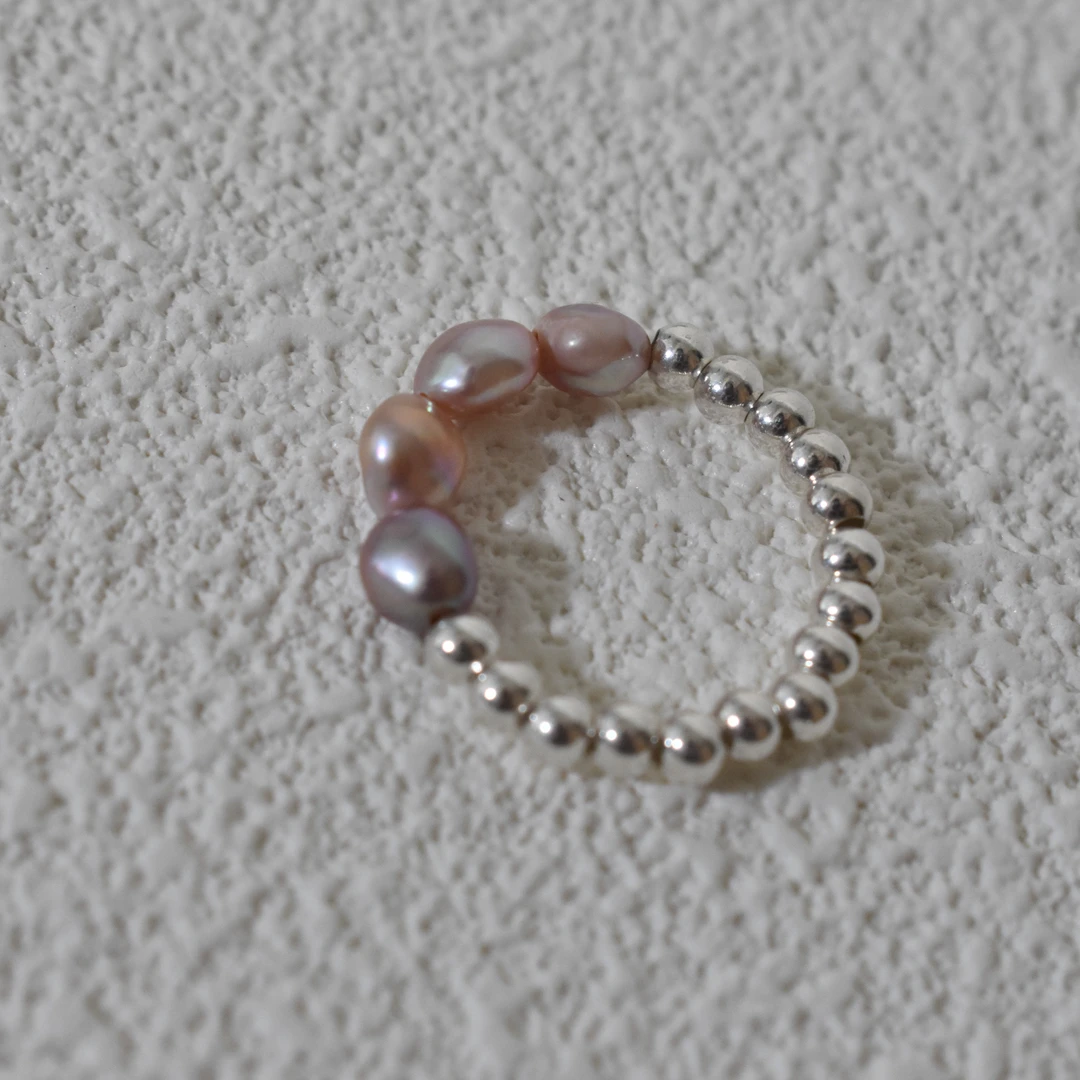 天然淡水无核keshi珍珠ins风925银百搭气质戒指