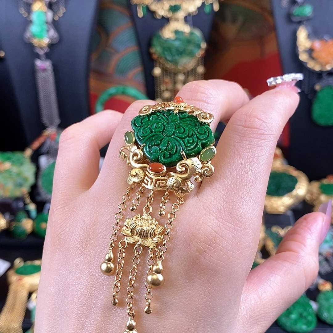 翡翠银S925镶嵌戒指戒指