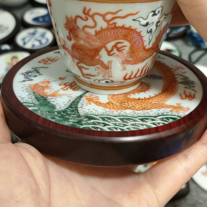瓷片风*金龙杯子➕金龙杯垫二个