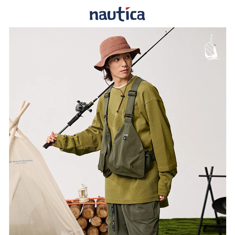 nautica白帆 日系中性时髦户外风马甲背包JW5307