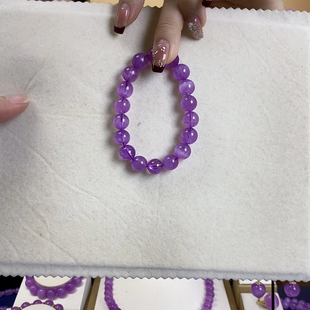 锂辉石紫锂辉高冰收藏级顶配手串10+未镶嵌