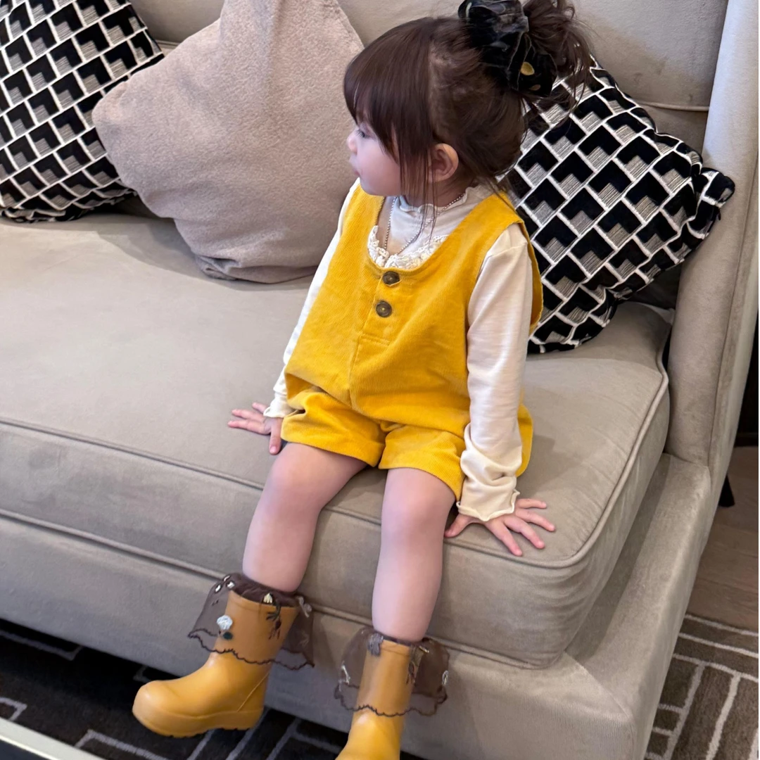 壹妈女童灯芯绒背带裤春夏2025新款儿童洋气风连体裤宽松休闲套装